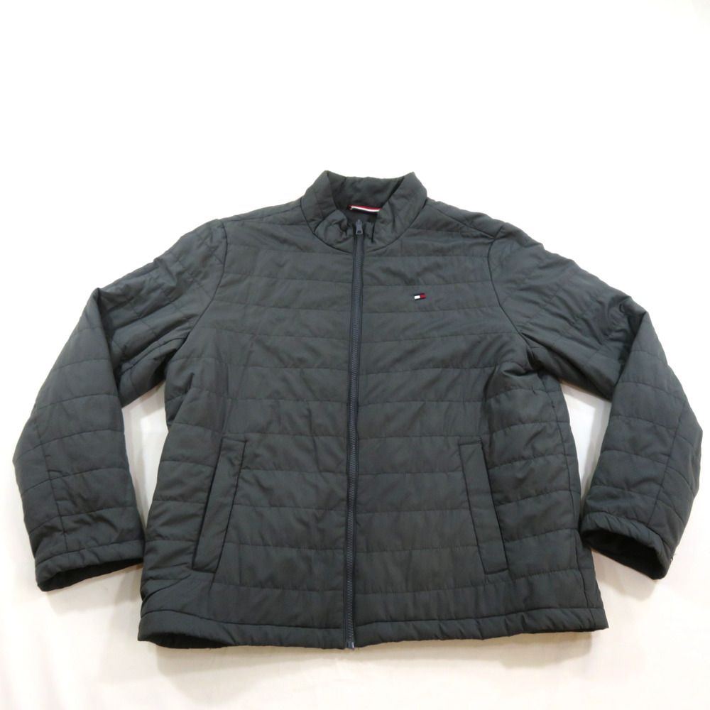 Tommy Hilfiger Jacket Lightweight Quilted Dark Gray Zip Front XL